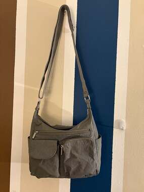 Baggallini Modern Everywhere Nylon Crossbody Hobo Bag Gray